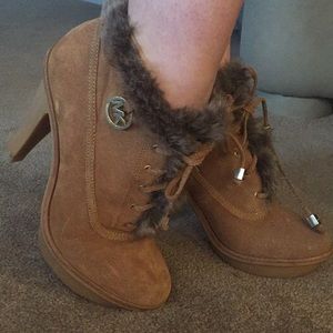 Michael Kors Suede with fur trim short boots